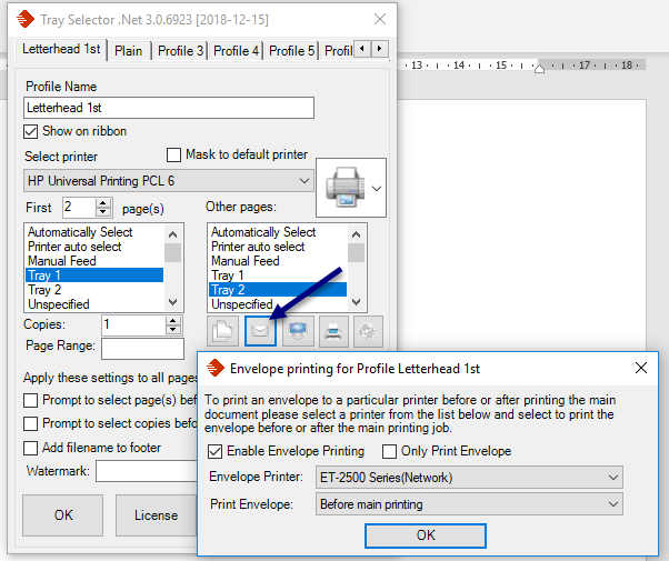 Configuración de Sobres