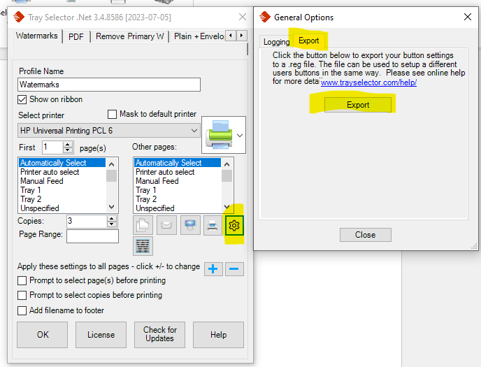 Exportar Configuración